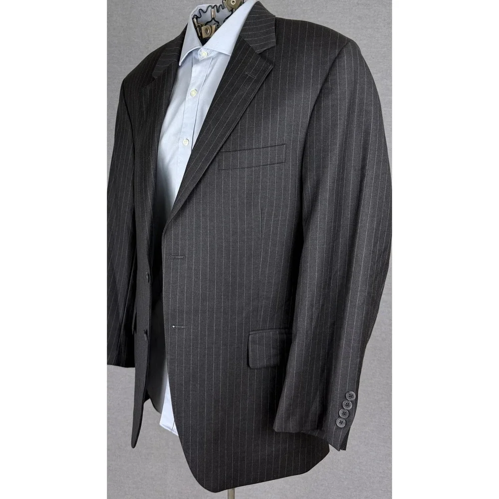John W. Nordstrom Loro Piana Super 110s Wool Pinstripe Suit 44L 35x29 Gray